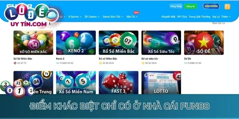 Điểm khác biệt chỉ có ở nhà cái Fun88