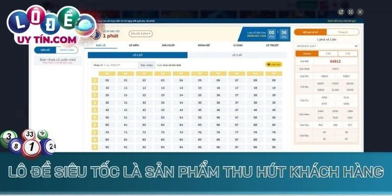 Lô đề siêu tốc là sản phẩm thu hút khách hàng